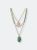 Gold-Plated & Green Chalcedony Facet Stone Multi-Layered Pendant Necklace