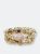 Multi Glass and Gold Beaded Stretch Bracelet with White Druzy - Gold