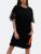 Black Sweatshirt Dress with Flounce Sleeve - Black