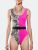 Money Print and Hot Pink Color Block Swimsuit - Amy Page DeBlasio