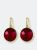 Red Agate Lollipop Earrings - White Gold