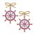 Bobbie Enamel Ship's Wheel Earrings In Pink And White - Pink/White