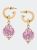 Chelsea Chinoiserie Drop Hoop Earrings - Pink/White