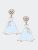 Dolly Enamel Wedding Dress & Pearl Cluster Earrings - White/Pink