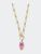 Evelyn Chinoiserie T-Bar Necklace - Pink/White