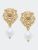 Gloria Lion Head & Pearl Drop Earrings - Worn Gold