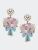 Laney Enamel Bridal Bouquet And Pearl Cluster Earrings - Pink/Blue