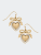 Molly Pearl Studded Heart And Bow Earrings - Worn Gold