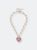 Monclér Gingham Heart Padlock Necklace - Fuchsia