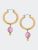 Paloma Chinoiserie Drop Hoop Earrings - Pink/White