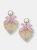Piper Rattan & Gingham Heart Drop Earrings - Pink