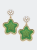 Stuck On You Chenille Glitter Star Patch Earrings - Green