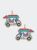 Stuck On You Golf Cart Patch Earrings - Pink/Green