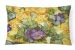 12 in x 16 in  Outdoor Throw Pillow Abstract Flowers Purple and Yellow Canvas Fabric Decorative Pillow