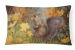 12 in x 16 in  Outdoor Throw Pillow Grey Squirrel in Fall Leaves Canvas Fabric Decorative Pillow