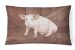 12 in x 16 in  Outdoor Throw Pillow Pig at the barn door Canvas Fabric Decorative Pillow