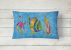 12 in x 16 in  Outdoor Throw Pillow Troical Fish and Seaweed on Blue Canvas Fabric Decorative Pillow