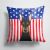14 in x 14 in Outdoor Throw PillowAmerican Flag and Doberman Fabric Decorative Pillow