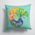 14 in x 14 in Outdoor Throw PillowBlonde Mermaid on Teal Fabric Decorative Pillow