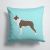 14 in x 14 in Outdoor Throw PillowBoston Terrier Checkerboard Blue Fabric Decorative Pillow