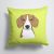 14 in x 14 in Outdoor Throw PillowCheckerboard Lime Green Beagle Fabric Decorative Pillow