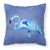 14 in x 14 in Outdoor Throw PillowFlamingo On Slate Blue Fabric Decorative Pillow