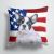 14 in x 14 in Outdoor Throw PillowFrench Bulldog Black White Patriotic Fabric Decorative Pillow