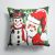 14 in x 14 in Outdoor Throw PillowFriends Snowman and Santa Claus Fabric Decorative Pillow