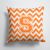 14 in x 14 in Outdoor Throw PillowLetter S Chevron Orange and White Fabric Decorative Pillow