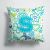 14 in x 14 in Outdoor Throw PillowLetter S Flowers and Butterflies Teal Blue Fabric Decorative Pillow