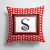 14 in x 14 in Outdoor Throw PillowLetter S Initial  - Red Black Polka Dots Fabric Decorative Pillow