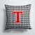 14 in x 14 in Outdoor Throw PillowLetter T Monogram - Houndstooth Black Fabric Decorative Pillow