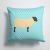 14 in x 14 in Outdoor Throw PillowSuffolk Sheep Blue Check Fabric Decorative Pillow