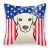 American Flag and Yellow Labrador Fabric Decorative Pillow