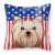 American Flag and Yorkie Yorkishire Terrier Fabric Decorative Pillow