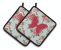 Butterfly Shabby Chic Blue Roses BB1036 Pair of Pot Holders