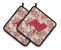Pug Shabby Chic Pink Roses  Pair of Pot Holders