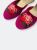 Embroidered Peony in Fuchsia Velvet Mules Slippers
