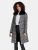 Noelle Houndstooth Pattern Wool Coat with Removable Raccoon Fur Collar - Houndstooth