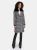 Noelle Houndstooth Pattern Wool Coat with Removable Raccoon Fur Collar