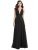 Illusion V-Neck Lace Bodice Chiffon Gown - 3054 - Black