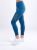 High-Waisted Pilates Leggings with Side Pockets & Mesh Panels - Denim Blue