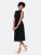 Mindy Shirred  Midi Dress in Black Crepe