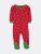 Kids Footed Cotton Red & Green Reindeer Pajamas - Reindeer-red-green
