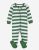 Kids Footed Green & White Stripes Pajamas - Green-white