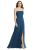 Square Neck Chiffon Maxi Dress with Front Slit - Elliott - LB012 - Dusk Blue