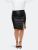 Asymmetrical Pleather Skirt with Side Slit - Black