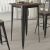 Modern 23.5" Square Black Metal Table with Rustic Walnut Finished Wood Top for Indoor Use