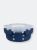 Michael Graves Design Round 21 Ounce High Borosilicate Glass Food Storage Container with Plastic Lid, Indigo