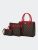 Finnley Vegan Leather Women’s 3 Pc Satchel Bag, Crossbody & Wristlet - Red-Coffee